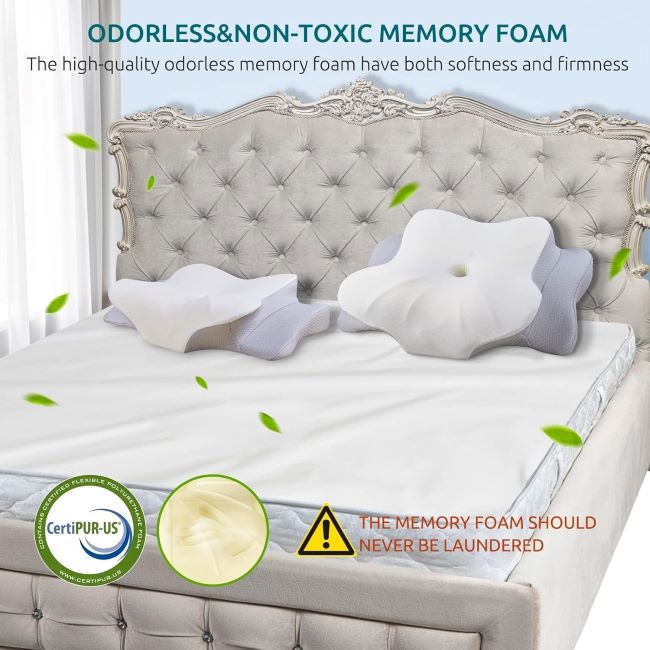 DONAMA Cervical Memory Foam Pillow – Ergonomic contour memory foam pillow for neck and shoulder support.
