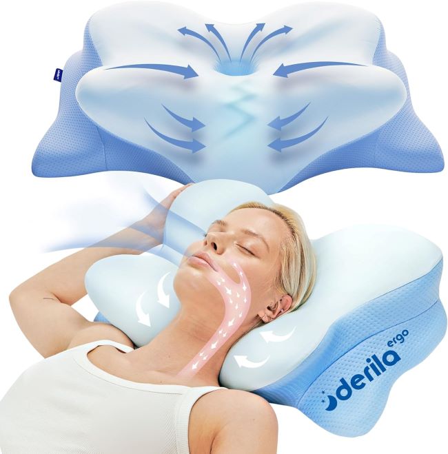 Derila ergonomic contour memory foam cervical neck support pillow close-up