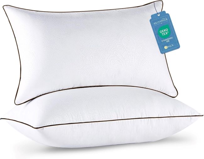 JOLLYVOGUE Cooling Pillows – Cooling down alternative hotel pillows, supportive queen size set.