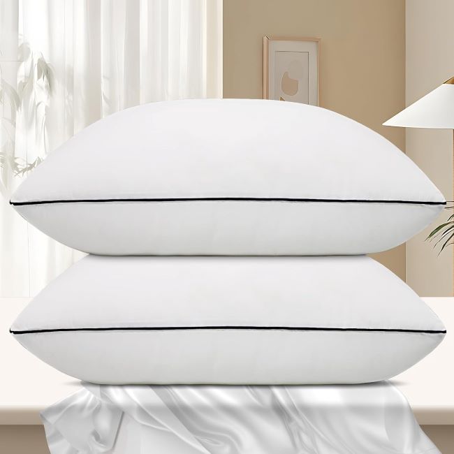 Vorouhals hotel collection down-alternative cooling bed pillows set on white bedding