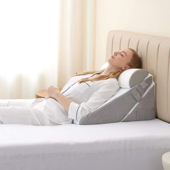 Bedluxe Wedge Pillow Headboard 3PCS Orthopedic Set
