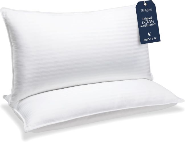 Beckham Hotel Collection king size down alternative pillows set for soft and comfortable support for all sleeping positions