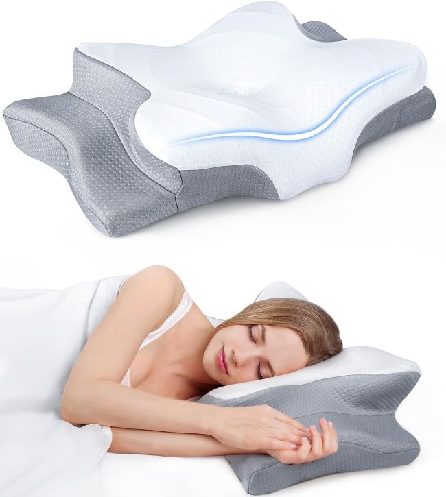 Cozyplayer ergonomic cervical pillow with cooling memory foam design for neck support and pain relief during sleep