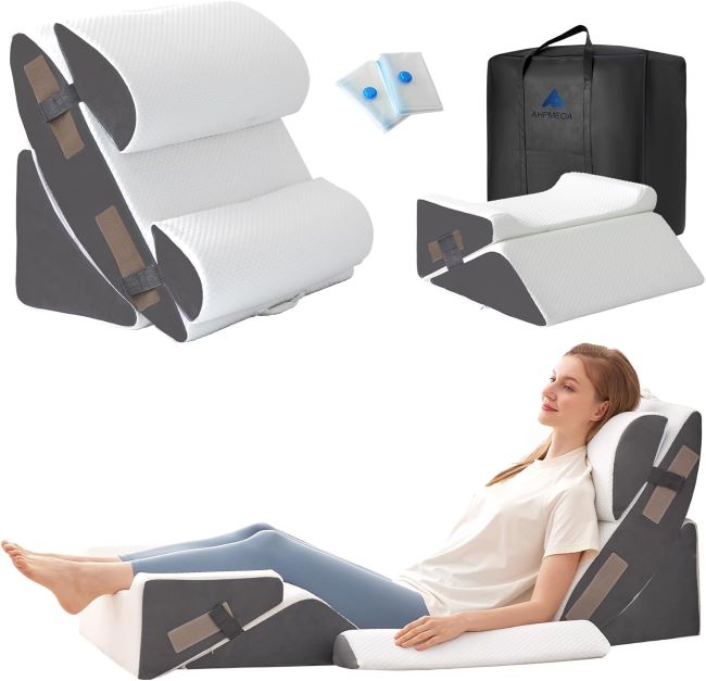 Ahpmeoa 6-piece wedge pillow setup for sitting, sleeping, and recovery with full body support