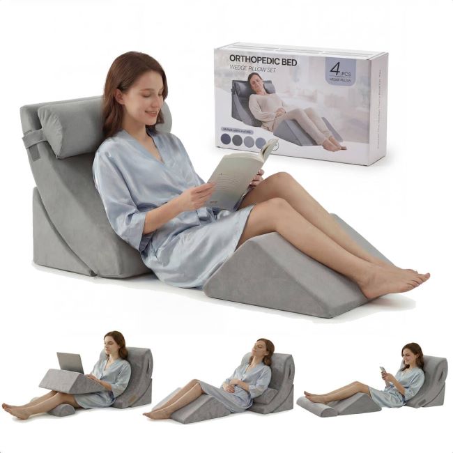 Axelrod orthopedic wedge pillow set providing adjustable positioning for pain relief and better sleep