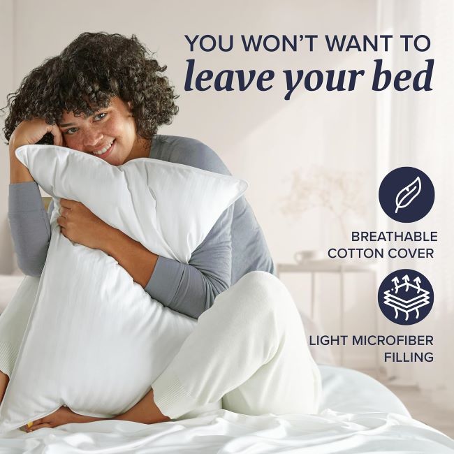 Beckham Hotel Collection king size bed pillows with plush down alternative design for back, side, and stomach sleepers