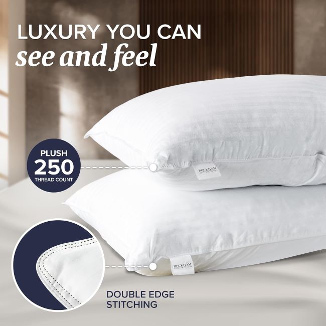 Beckham Hotel Collection standard and queen size bed pillows with soft down alternative filling for comfortable sleep support