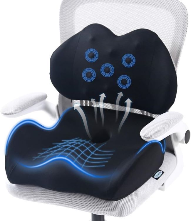 Lexeme large memory foam seat cushion for sciatica and tailbone relief suitable for office chairs, wheelchairs, and home use