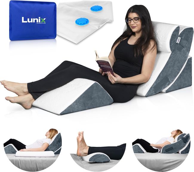 Lunix LX5 wedge pillow system elevating upper body for comfortable rest and post-surgery support