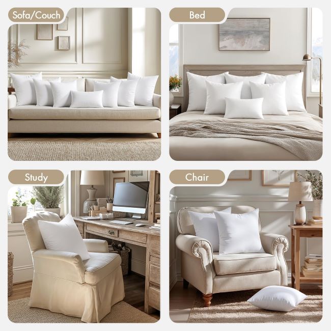 MIULEE pack of 4 18x18 inch throw pillow inserts made with virgin microfiber filling for soft and fluffy home decor