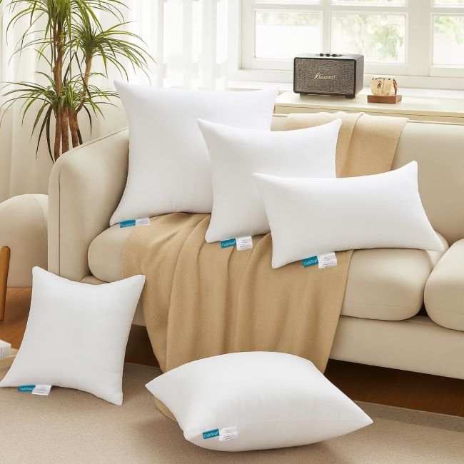 Oubonun set of 2 18x18 plush throw pillow inserts with soft down alternative filling for sofa, couch, and bed décor