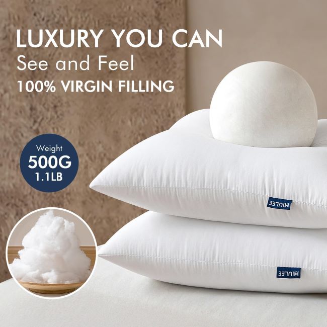 MIULEE pillow inserts filling decorative cushions on a living room sofa