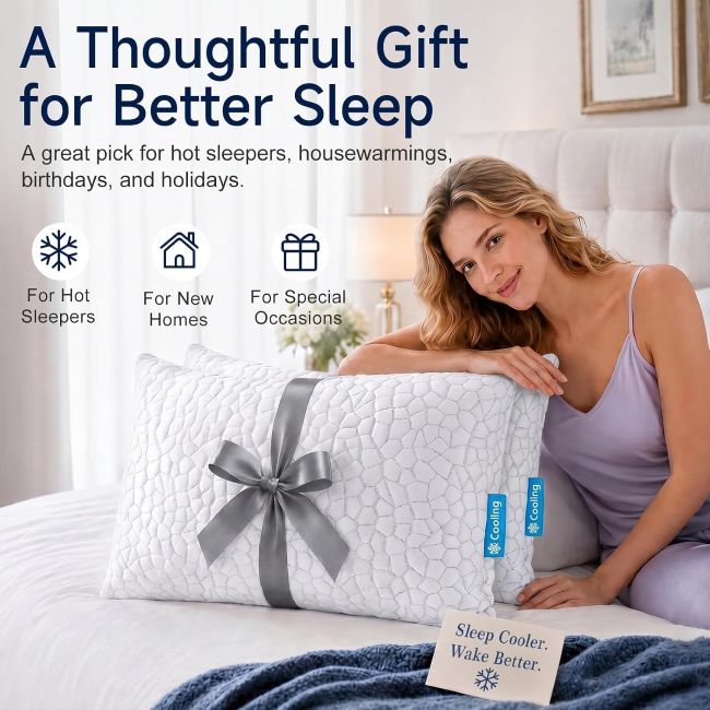 Adjustable QUTOOL cooling pillows providing supportive comfort for side, back, and combination sleepers