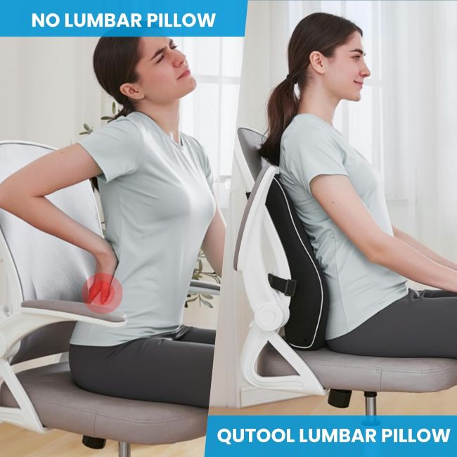 QUTOOL memory foam lumbar support pillow for comfortable back support while sitting