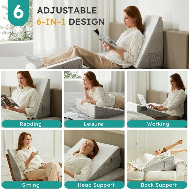 Bedluxe 10-inch bed wedge pillow for sleeping, reading, and sitting