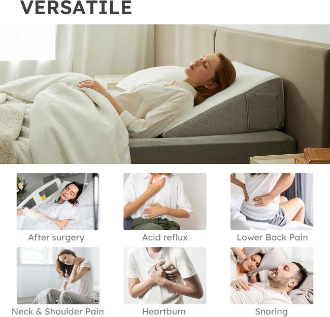 Bedluxe wedge pillow with ergonomic incline and removable cover