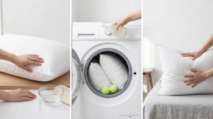 Drying goose down pillow with dryer balls on low heat