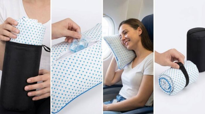 Fulocean travel pillow compressed inside travel storage bag