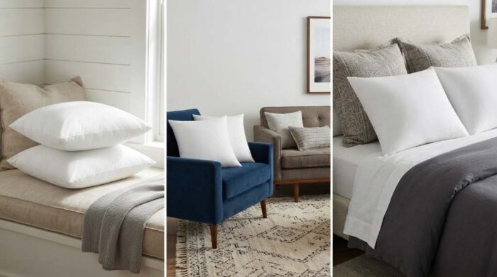 Miulee pillow inserts placed on an accent chair