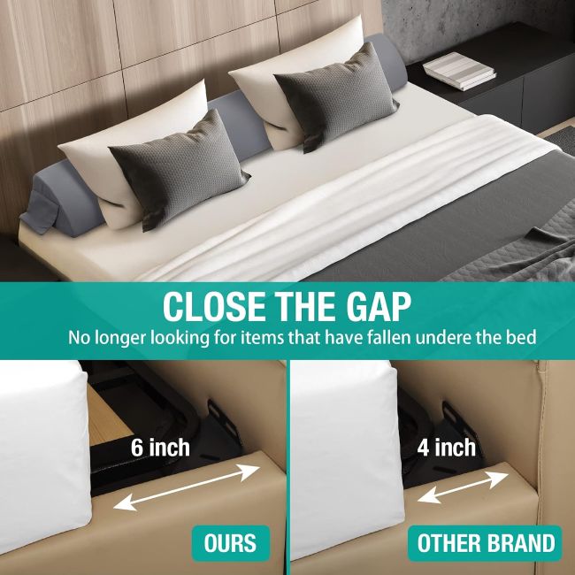 Vekkia King Size Bed Wedge Pillow for closing the gap between mattress and headboard